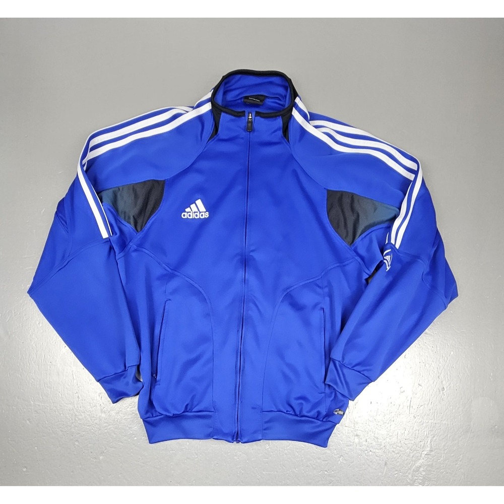 Adidas‎ Track Jacket Mens Medium Climacool Y2k 3 Stripes Blue Full Zip Athletic